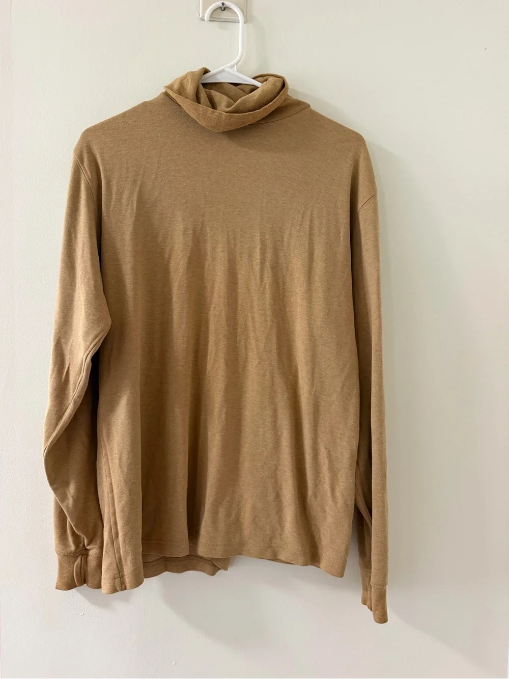 Lands' End Turtleneck Sweater Mens M Tan Good Lightweight Cotton Blend 0412